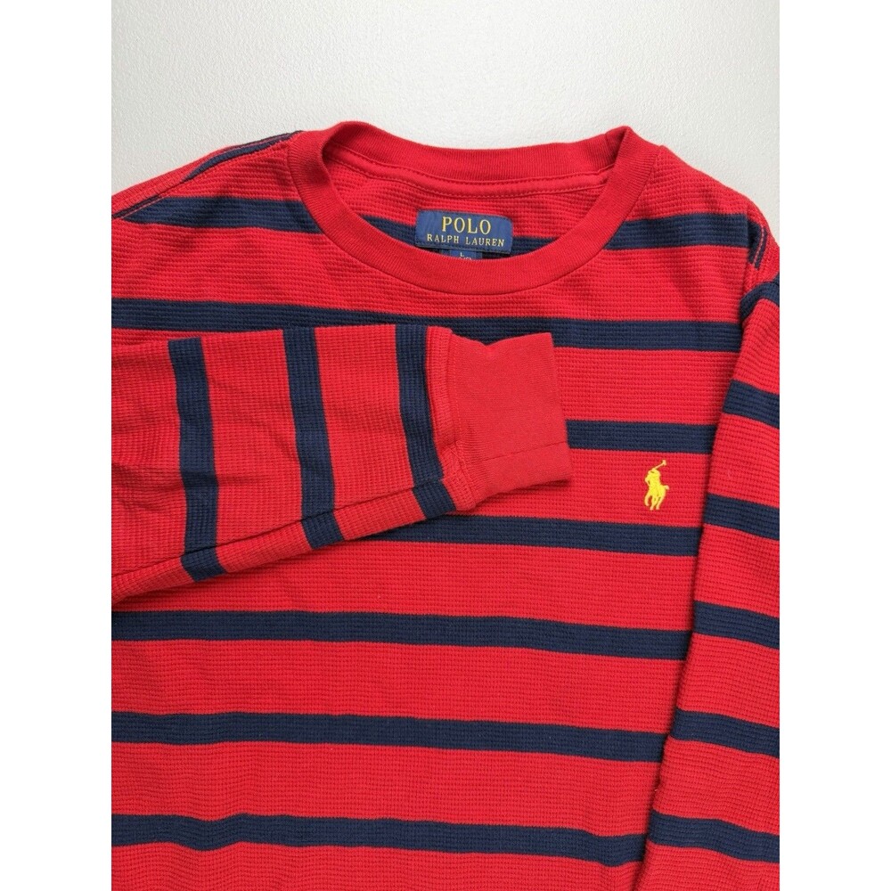 Polo Ralph Lauren Boys Striped Waffle Knit Long Sleeve Shirt XL 14–16‎